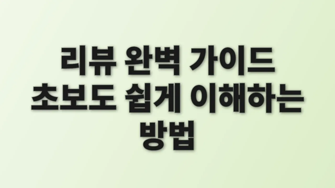 리뷰 완벽 가이드 초보도 쉽게 이해하는 방법
